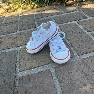 Converse White Kids Sneakers with Red Accents